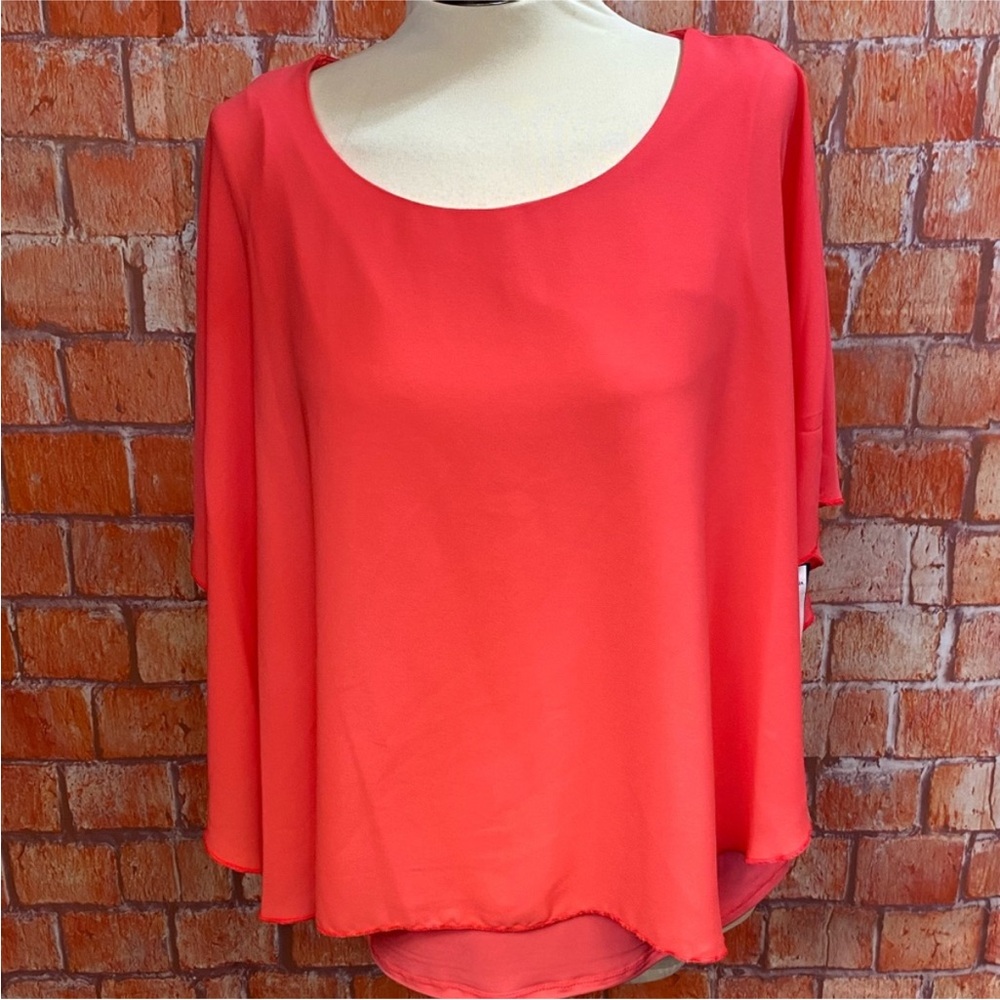 Nygard‎ Coral Chiffon Overlay Top